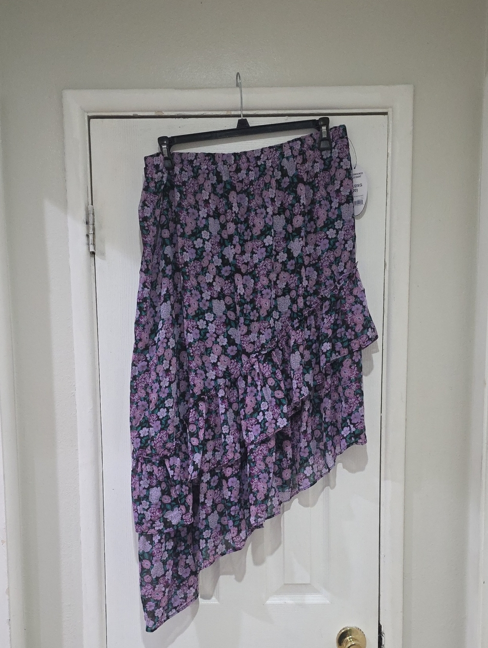 Floral Purple Asymmetrical Ruffle Skirt - Women